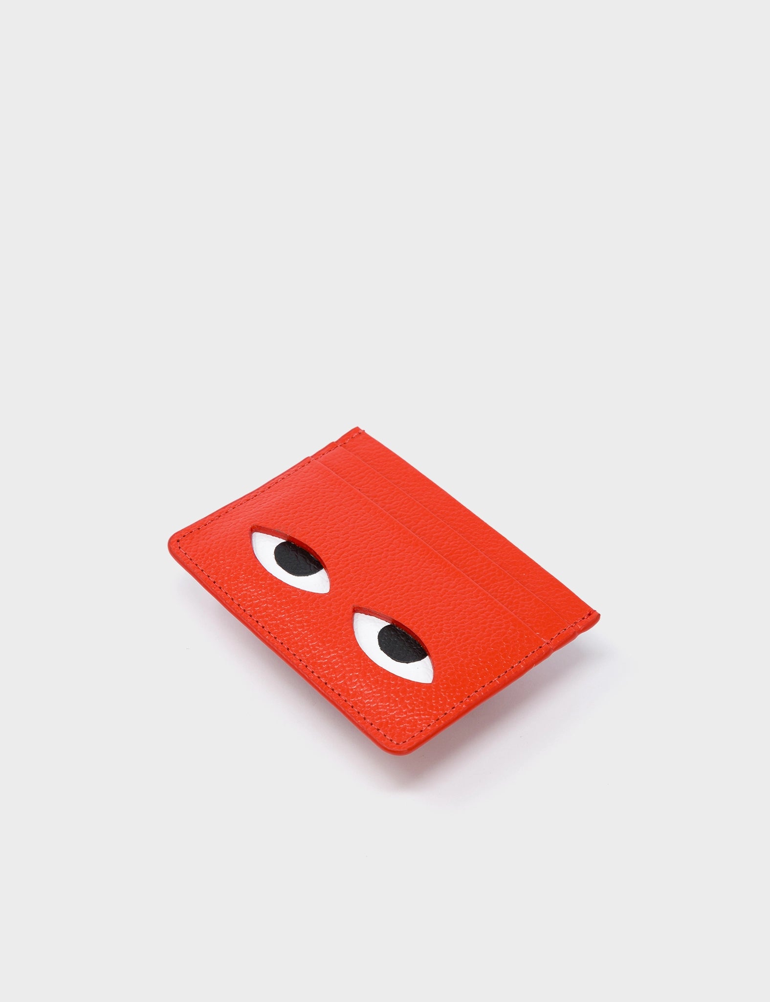 Filium Fire Red Leather Cardholder - Eyes Engraved - Detail View