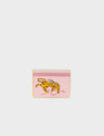 Filium Parfait Pink Leather Cardholder - Retro Tiger Embroidery - Front