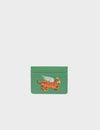 Filium Basil Green Leather Cardholder - Winged Tiger Embroidery