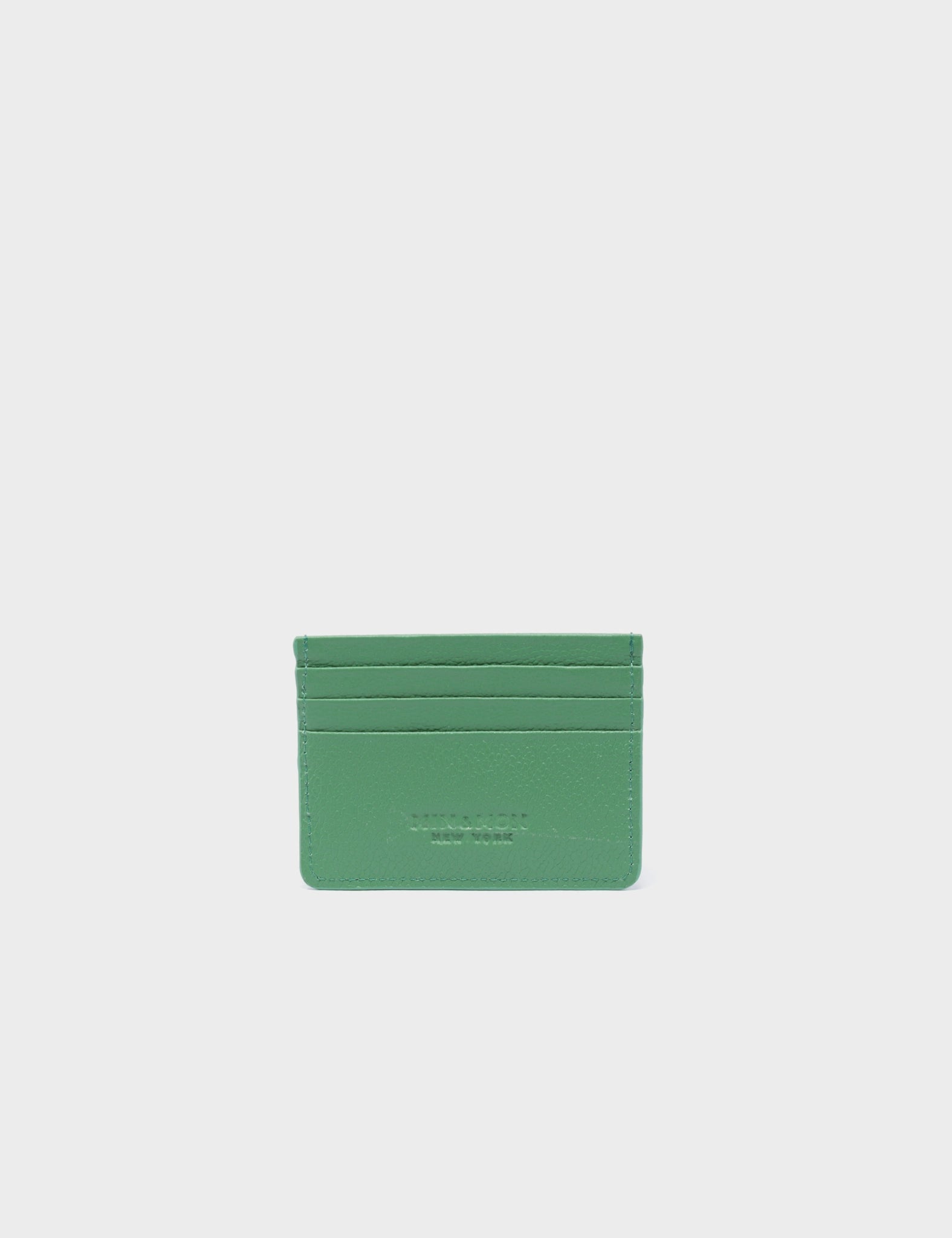 Filium Basil Green Leather Cardholder - Winged Tiger Embroidery - Back View