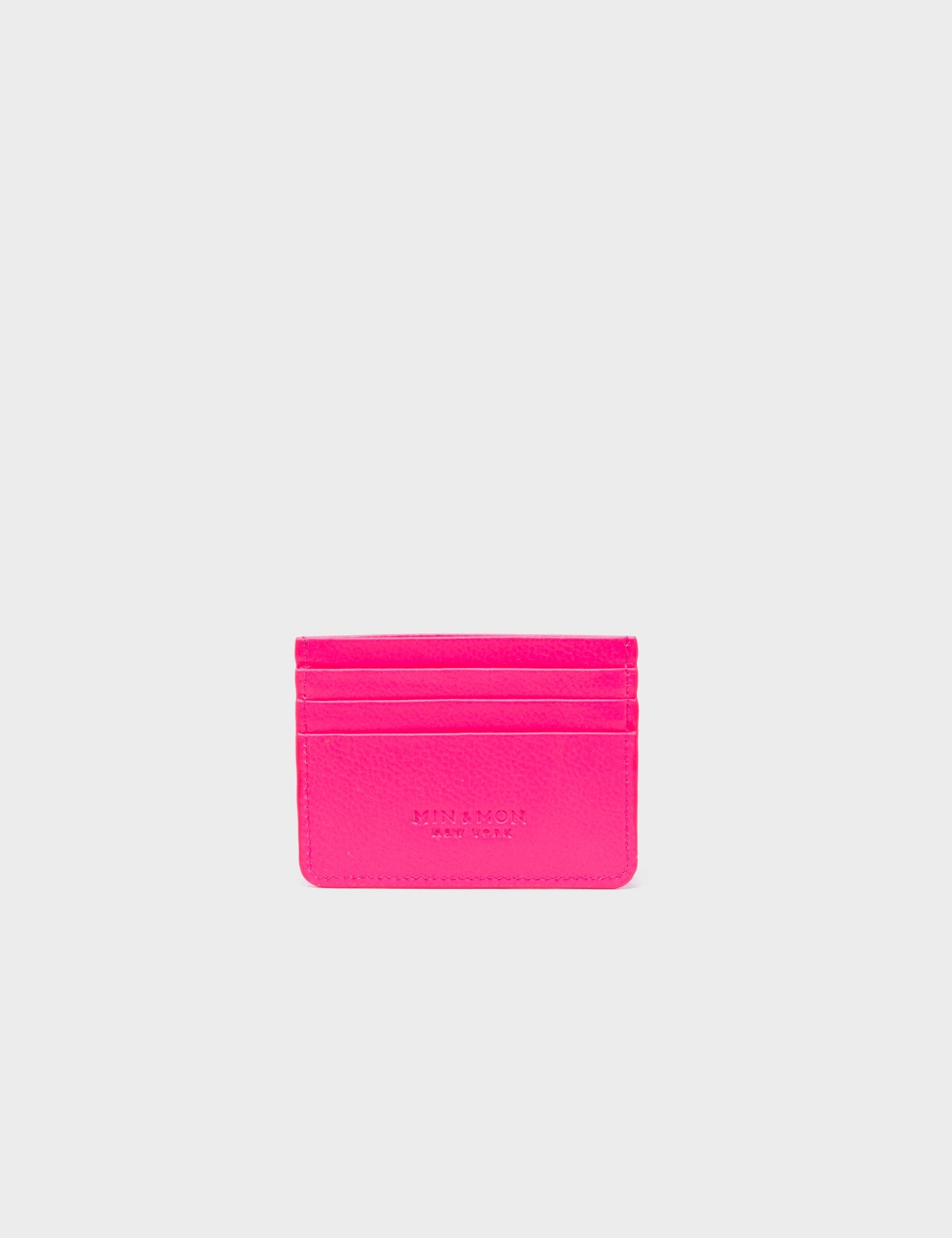 Filium Neon Pink Leather Cardholder - Winged Tiger Embroidery - Back View