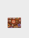 Fiona Moca Brown Leather Wallet - Vintage Bloom Design