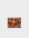 Fiona Moca Brown Leather Wallet - Vintage Bloom Design - Front View