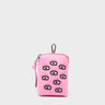 Florence Pouch Charm - Bubblegum Pink Leather All Over Eyes Embroidery - Front