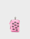 Florence Pouch Charm - Bubblegum Pink Leather All Over Eyes Embroidery