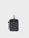 Florence Pouch Charm  - Black Leather Keychain Eyes Embroidery