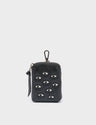 Florence Pouch Charm  - Black Leather Keychain Eyes Embroidery - Main View