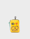 Florence Pouch Charm - Balloon Yellow Leather Keychain Eye Love New York Embroidery