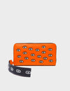 Francis Neon Orange Leather Wallet - All Over Eyes Embroidery