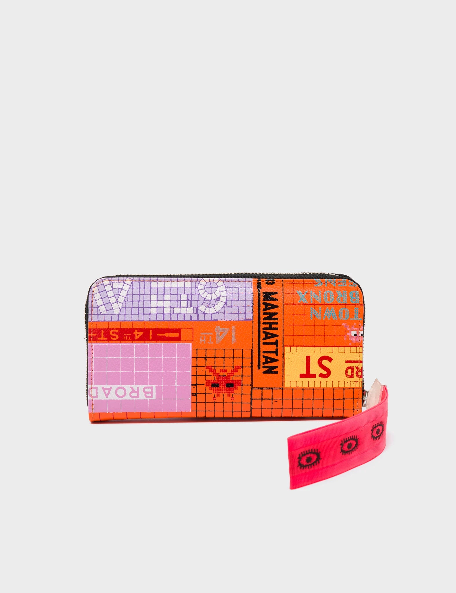 Francis Lollipop Orange Leather Wallet -Subway Stories Print - Back View