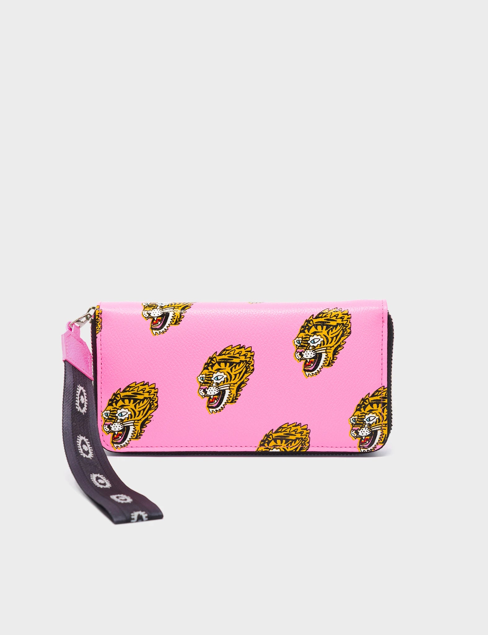 Francis Bubblegum Pink Leather Wallet - Blazing Tiger Print - Back View