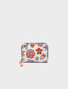 Frodo Cream Leather Zip Around Wallet - Floral Vintage Print