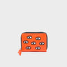 Frodo Neon Orange Leather Zip Around Wallet - All Over Eyes Embroidery - Front View