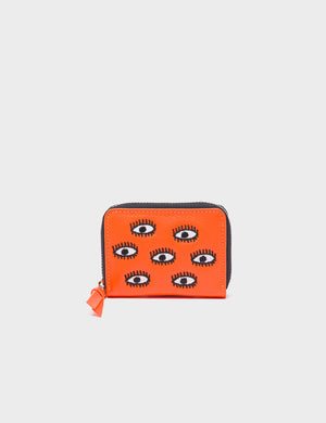 Frodo Wallet - Neon Orange All Over Eyes Embroidery – Min & Mon