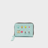 Frodo Eggshell Blue Leather Zip Around Wallet - Studs Pattern - Front