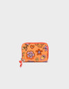 Frodo Blazing Orange Leather Zip Around Wallet - Vintage Bloom Print