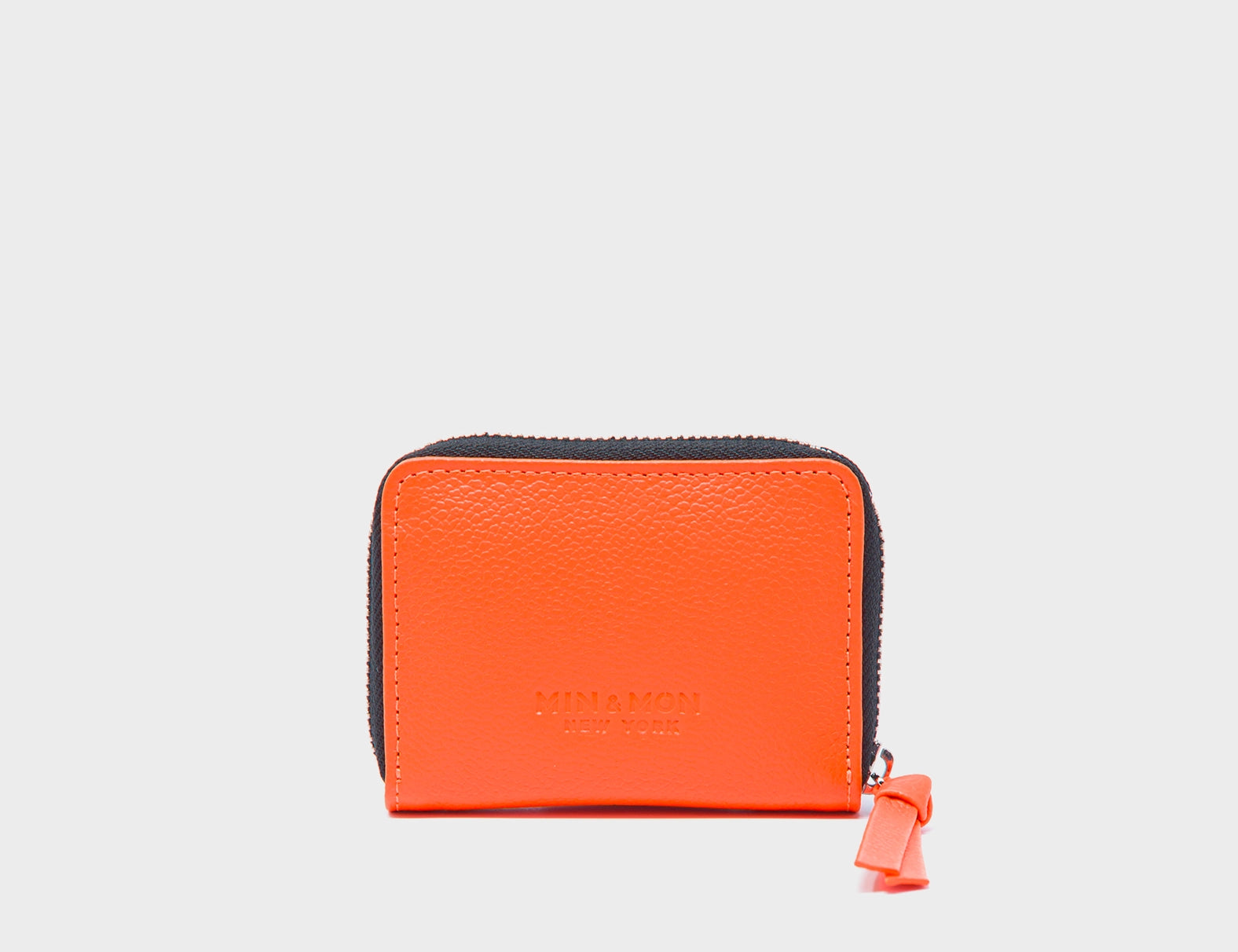 Frodo Neon Orange Leather Zip Around Wallet - All Over Eyes Embroidery - Back View