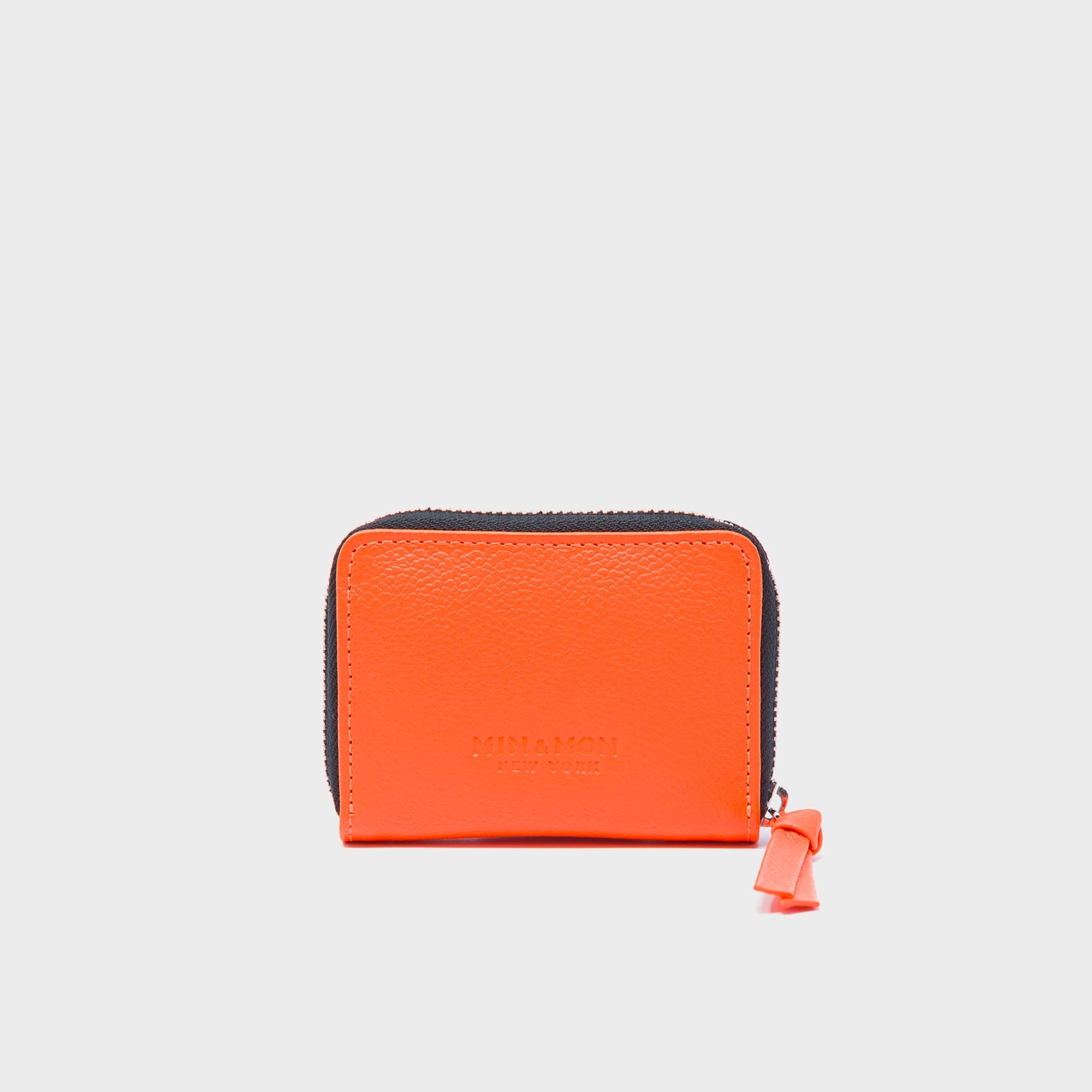 Frodo Neon Orange Leather Zip Around Wallet - All Over Eyes Embroidery - Back View