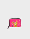 Frodo Neon Pink Leather Zip Around Wallet - Tiger and Snake Embroidery