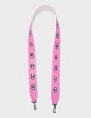 Detachable Bubblegum Pink Leather Shoulder Strap - All Over Eyes Embroidery