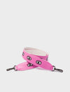 Detachable Bubblegum Pink Leather Shoulder Strap - All Over Eyes Embroidery