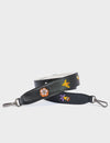 Detachable Black Leather Shoulder Strap - Vintage Bloom Embroidery