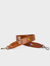 Detachable Moca Brown Leather Shoulder Strap - Vintage Bloom Embroidery