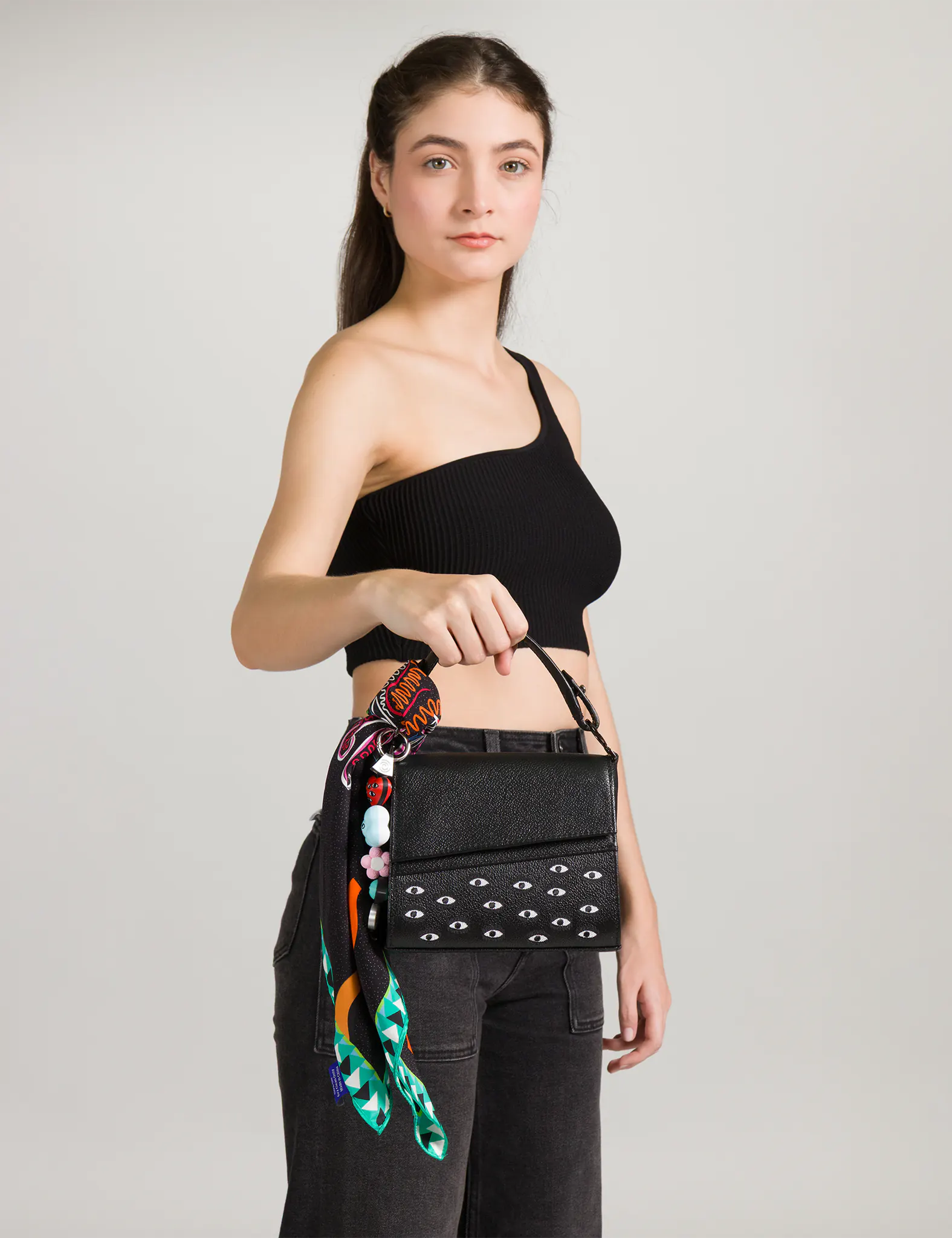 Anastasio Micro Crossbody Handbag Black Leather - All Over Eyes Anastasio Micro Crossbody Handbag Black Leather - All Over Eyes