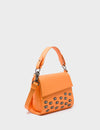 Anastasio Micro Crossbody Handbag Blazing Orange Leather - All Over Eyes Embroidery