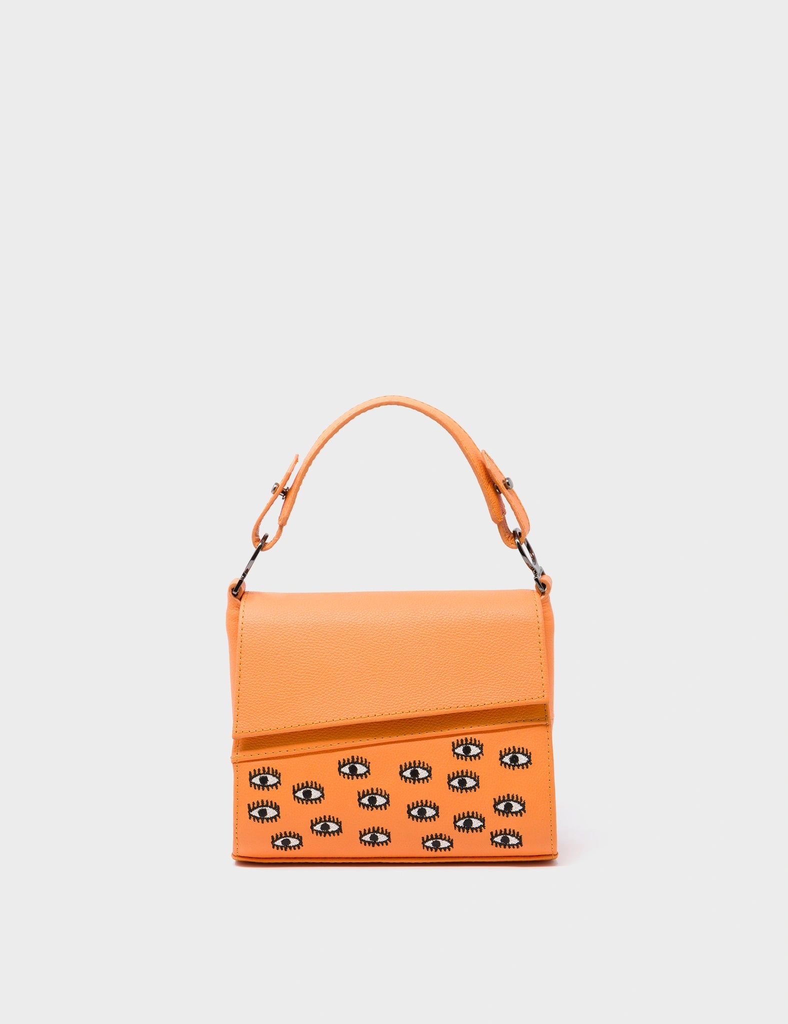 Anastasio Micro Crossbody Handbag Blazing Orange Leather - All Over Eyes Embroidery - front