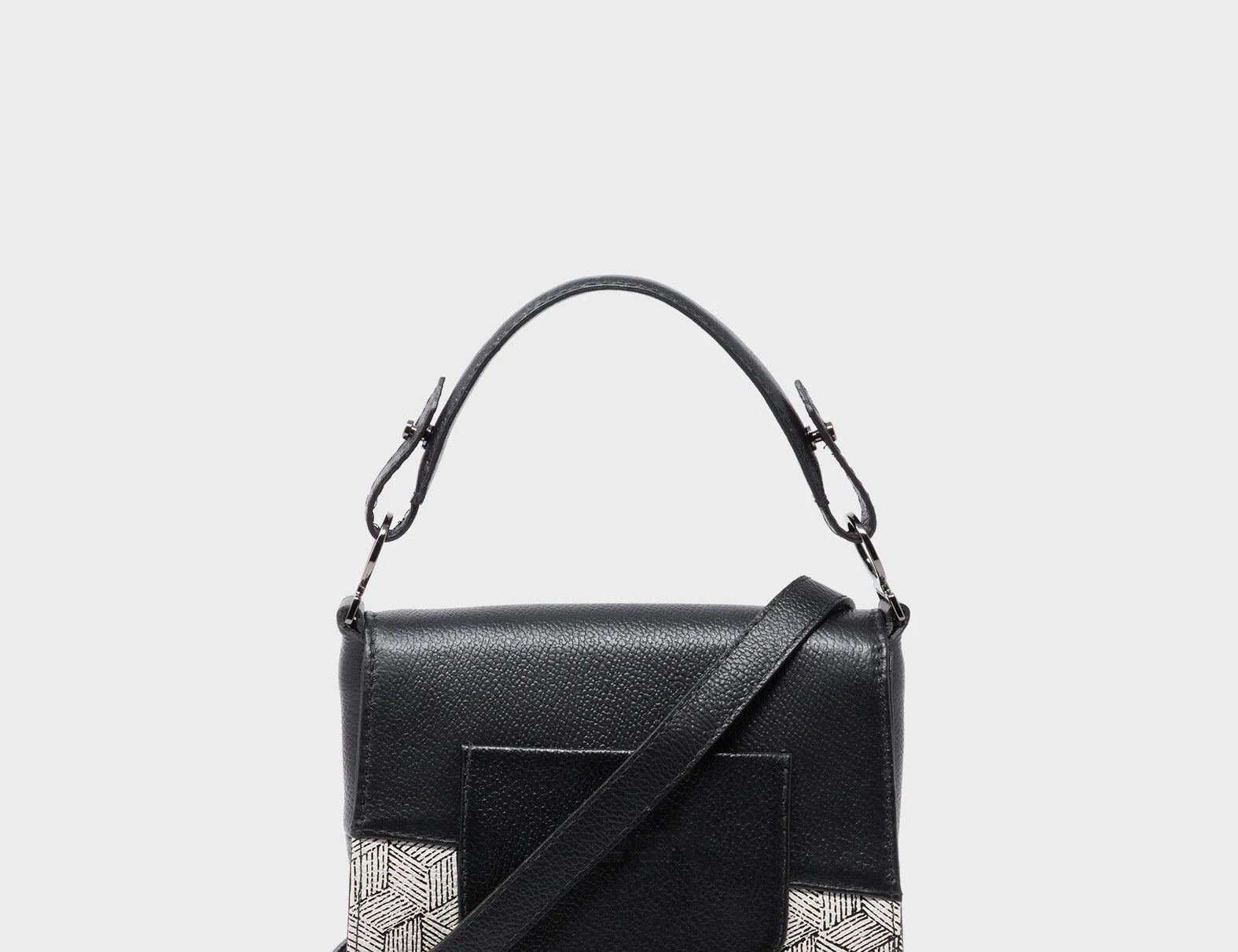 Anastasio Micro Crossbody Handbag Black Leather - All Over Eyes Design - Back View