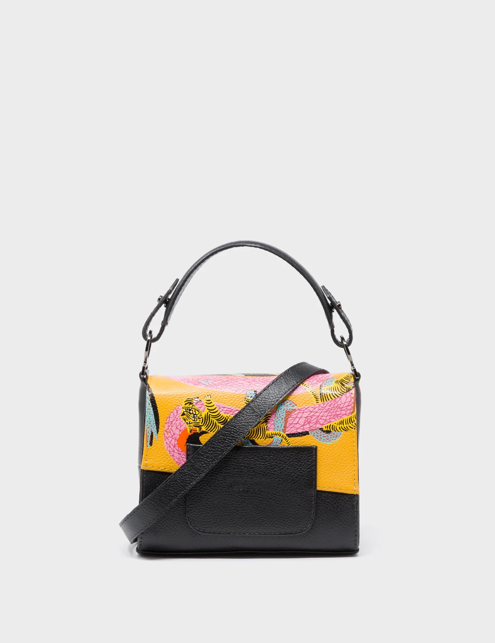 Anastasio Micro Crossbody Handbag Black Leather - Tangle Tales Black Design - Back View