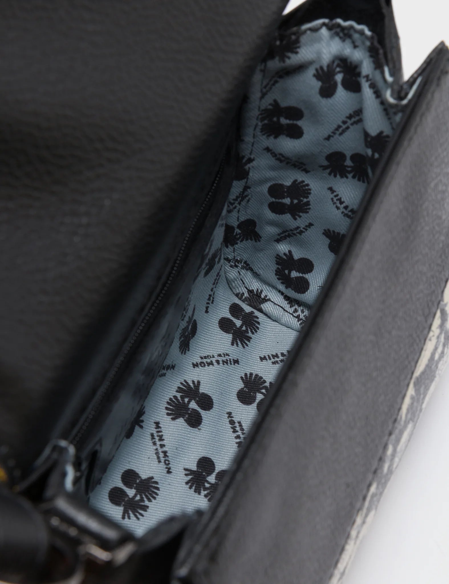 Anastasio Micro Crossbody Handbag Black Leather - Tangle Tales Black Design - Inside View