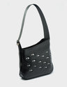 Bruno Hobo Shoulder Bag Black Leather - All Over Eyes Embroidery - Main View