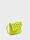 Bruno Mini Crossbody Lime Green Leather Bag - All Over Eyes Embroidery 