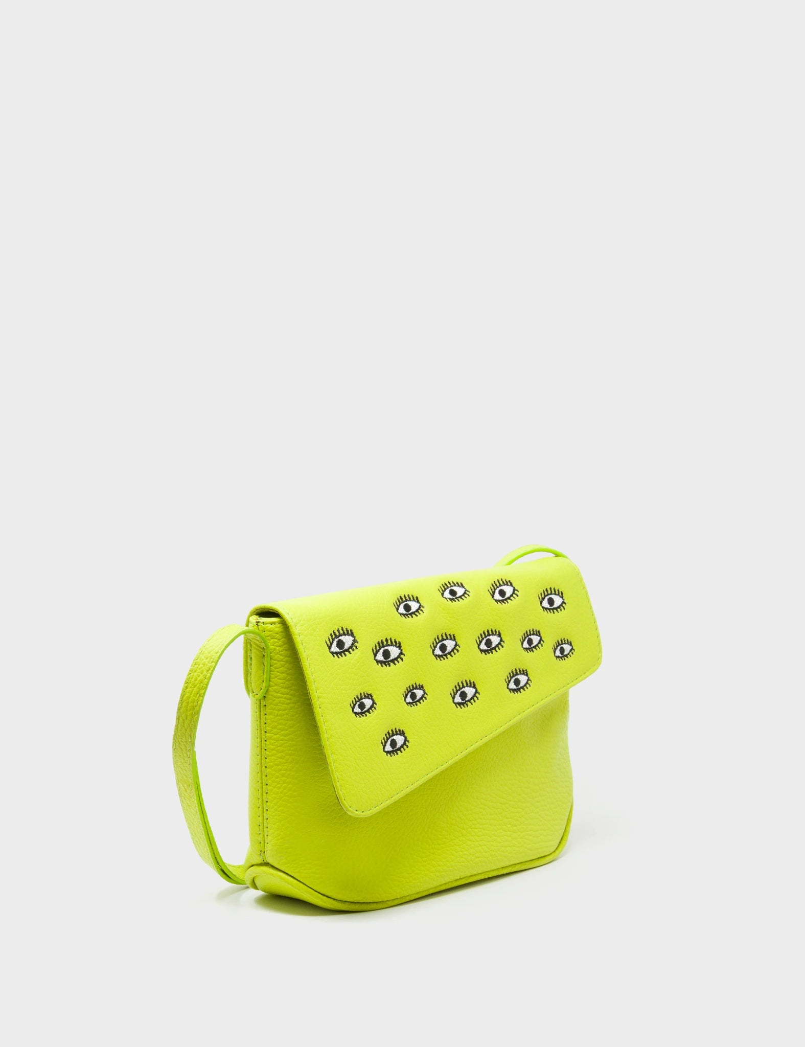Bruno Mini Crossbody Lime Green Leather Bag - All Over Eyes Embroidery  - Main View