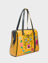 Esther Golden Glow Satchel Bag - Tiger and Flowers Embroidery - Main View