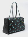 Esther Large Black Duffle Bag - Pigeonista Embroidery - Main View