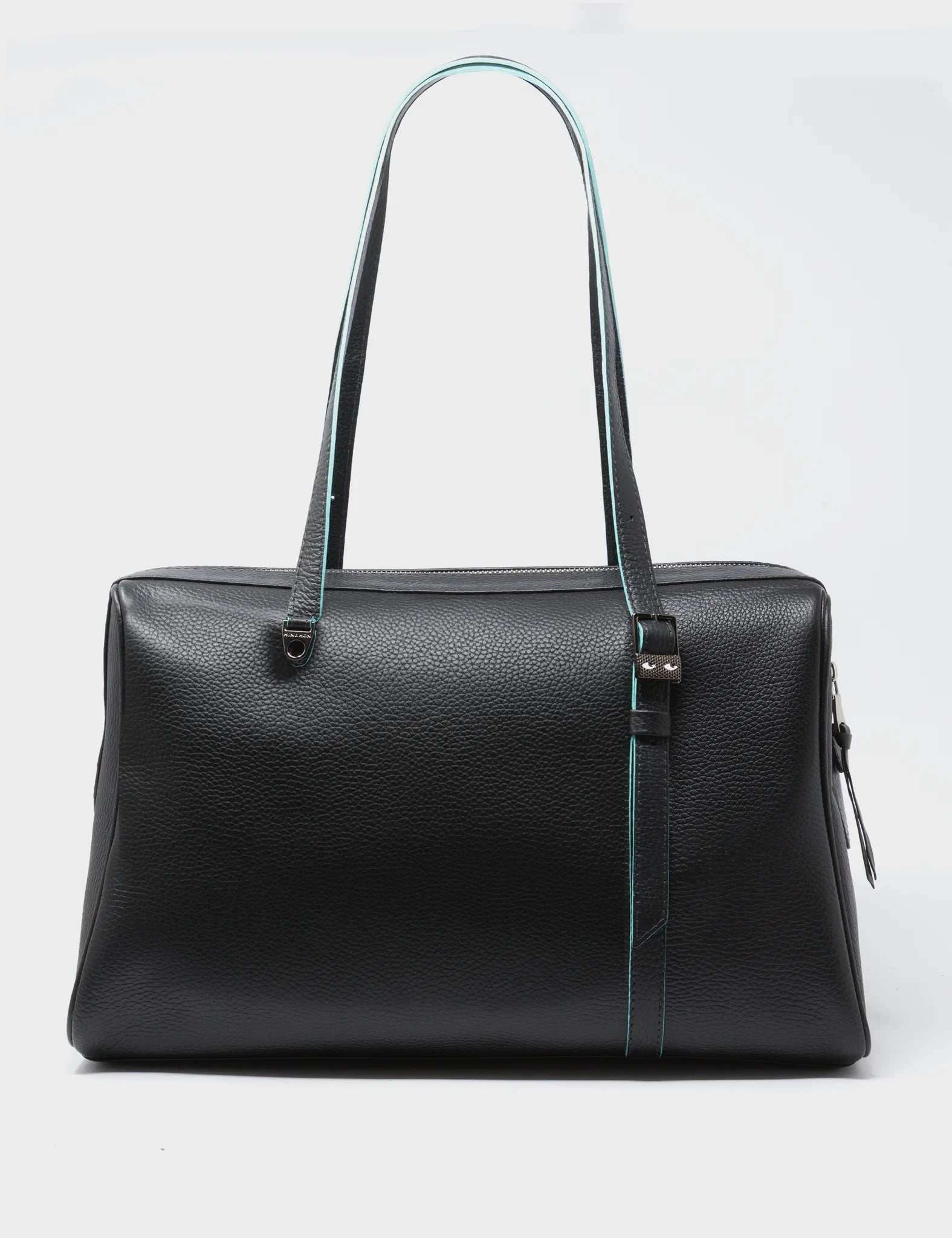 Esther Large Black Duffle Bag - Pigeonista Embroidery - Back View