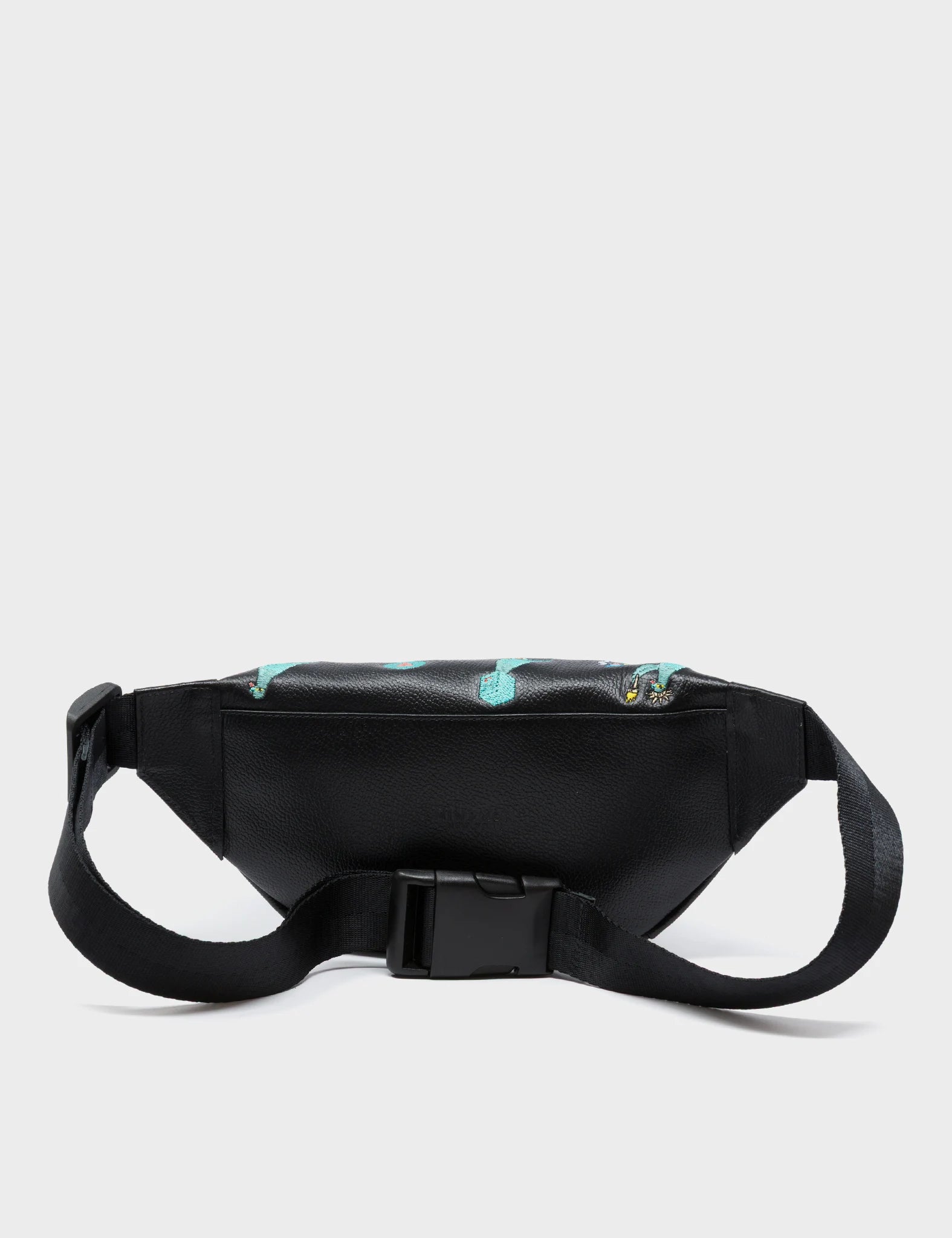 Harold Fanny Pack Black Leather - Pigeonista Embroidery  - Back