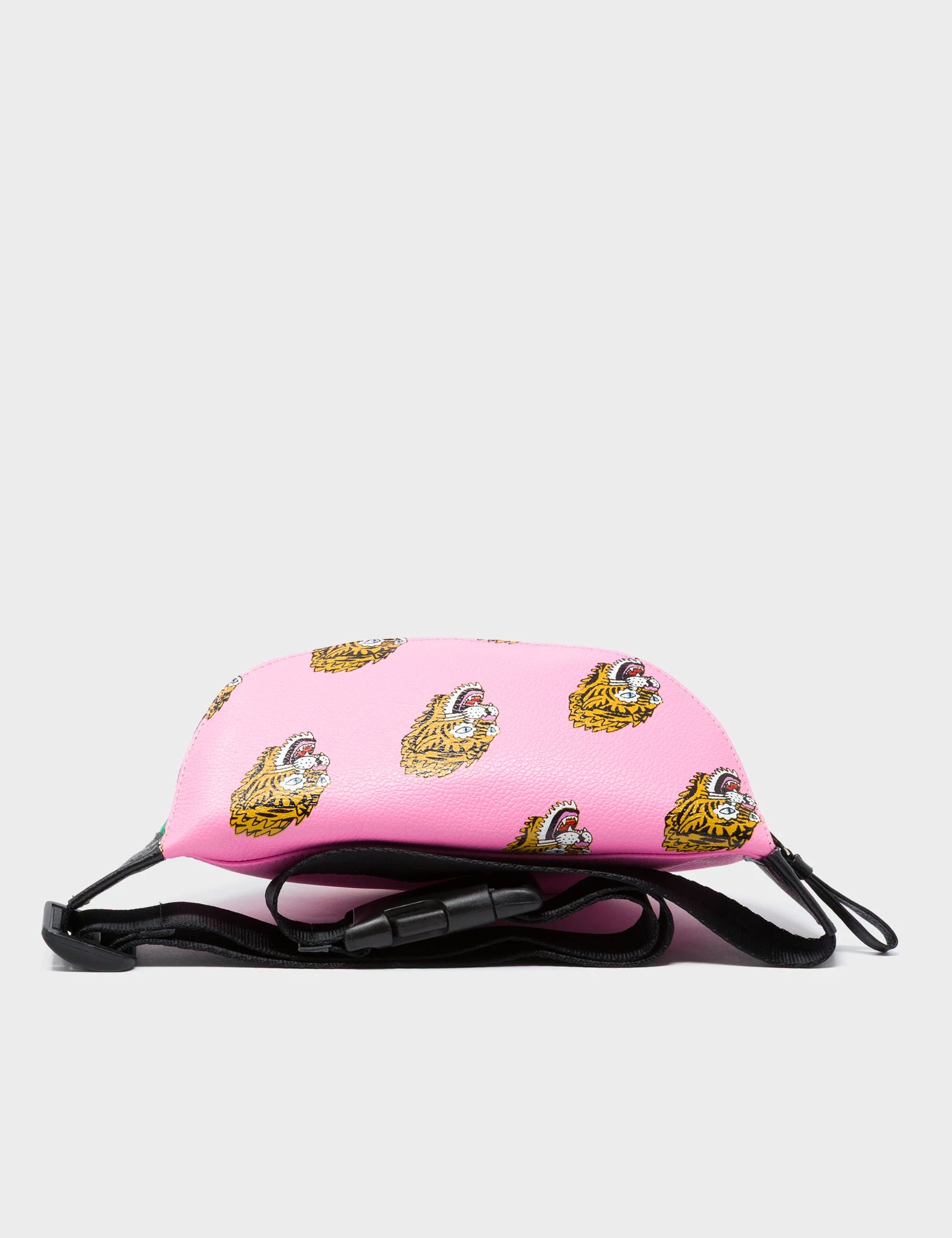 Harold Fanny Pack Bubblegum Pink Leather - Blazing Tiger Print - Top View