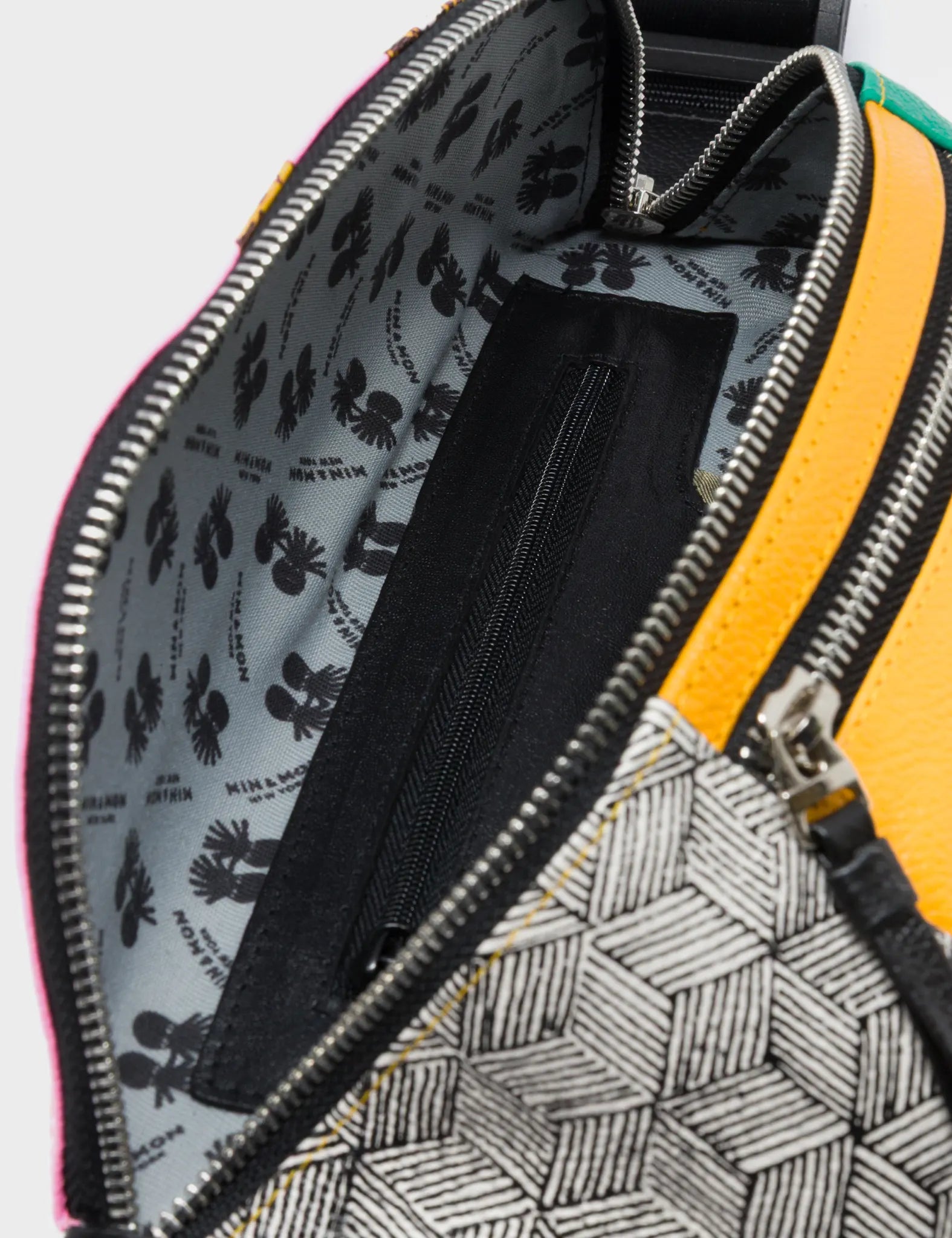 Harold Fanny Pack Bubblegum Pink Leather - Blazing Tiger Print - Inside