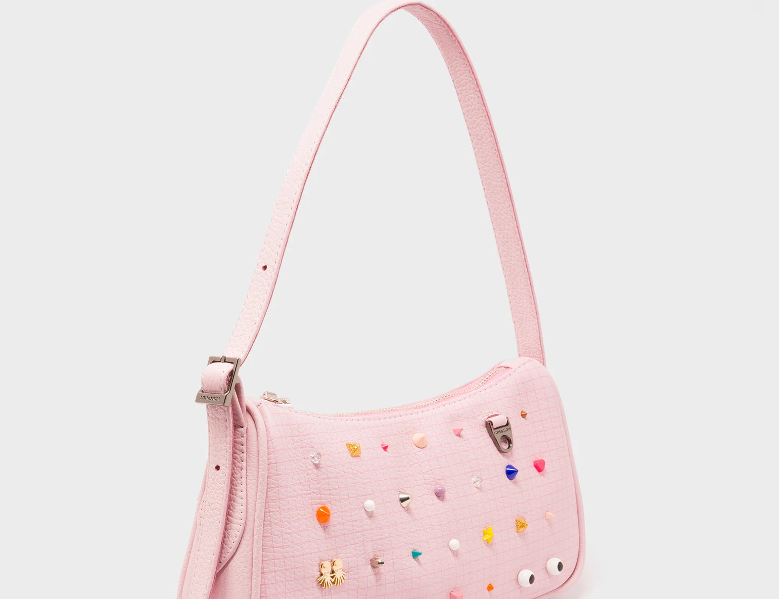 Lucas Hobo Mini Parfait Pink Handbag - Studs Pattern - Main View