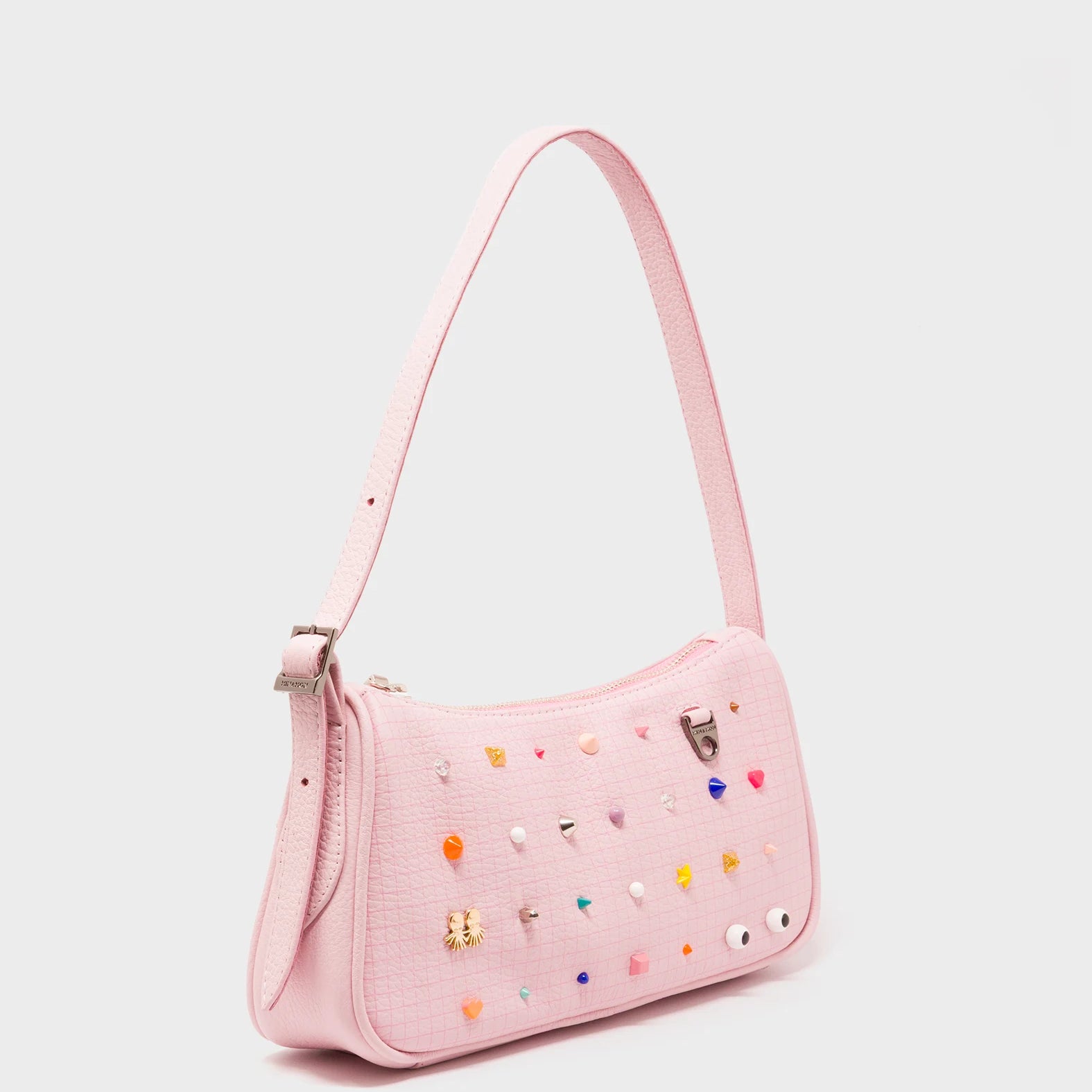 Lucas Hobo Mini Parfait Pink Handbag - Studs Pattern - Main View