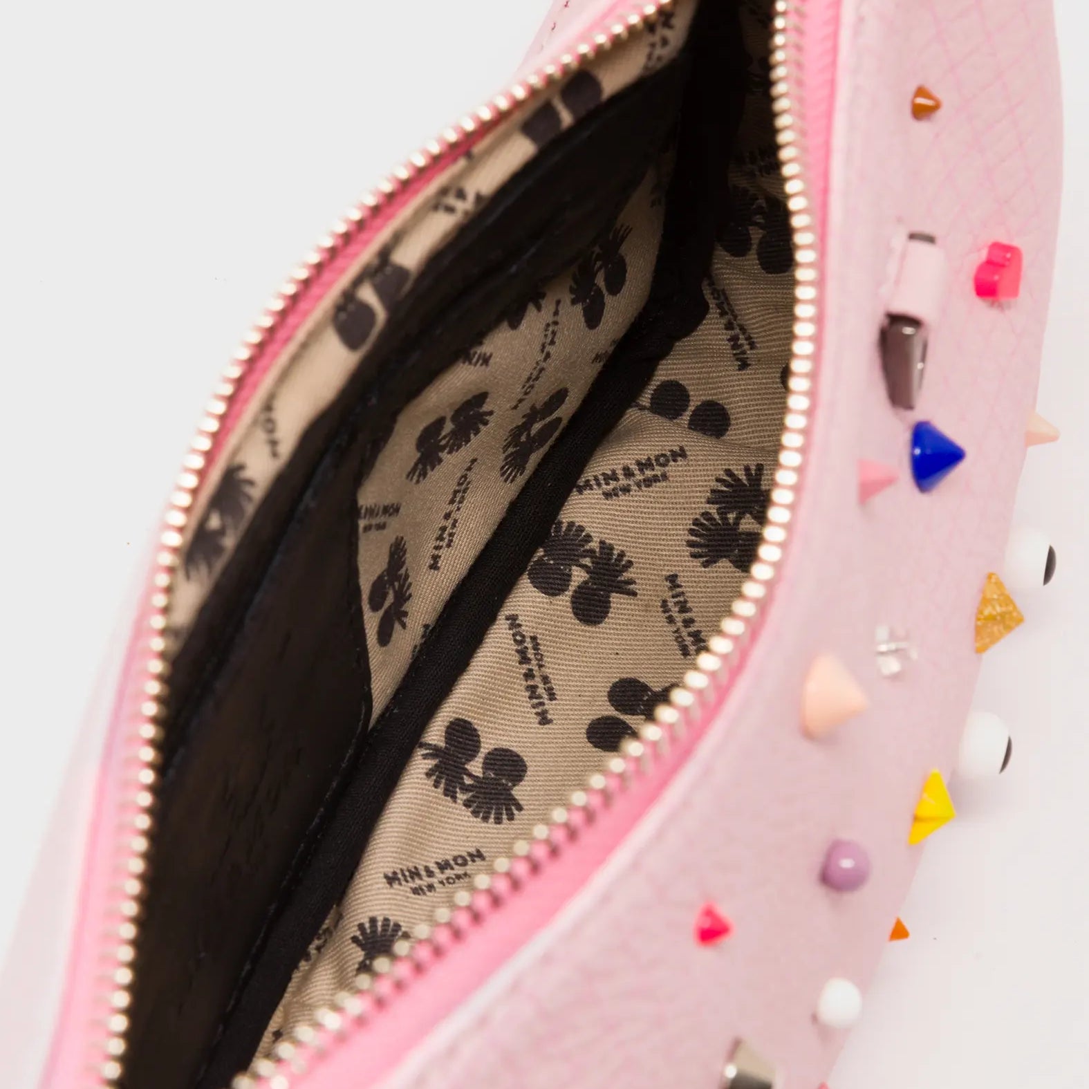 Lucas Hobo Mini Parfait Pink Handbag - Studs Pattern - Inside View