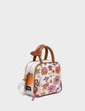 Marino Mini Crossbody Cream Leather Bag - Floral Vintage Print - Main View