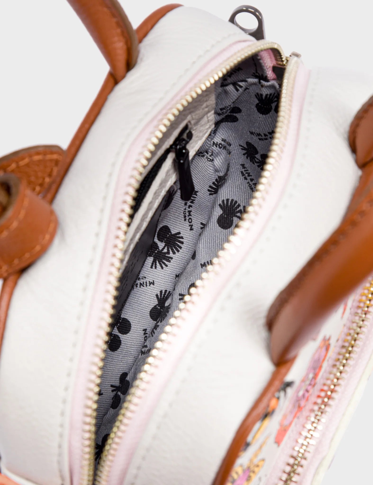 Marino Mini Crossbody Cream Leather Bag - Floral Vintage Print - Detail View