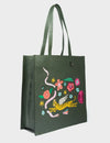 Marko Green Leather Tote Bag - Creatures of the Future Embroidery