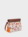 Vali Small Crossbody Powder Pink and Moca Brown Leather Bag - Vintage Bloom Print