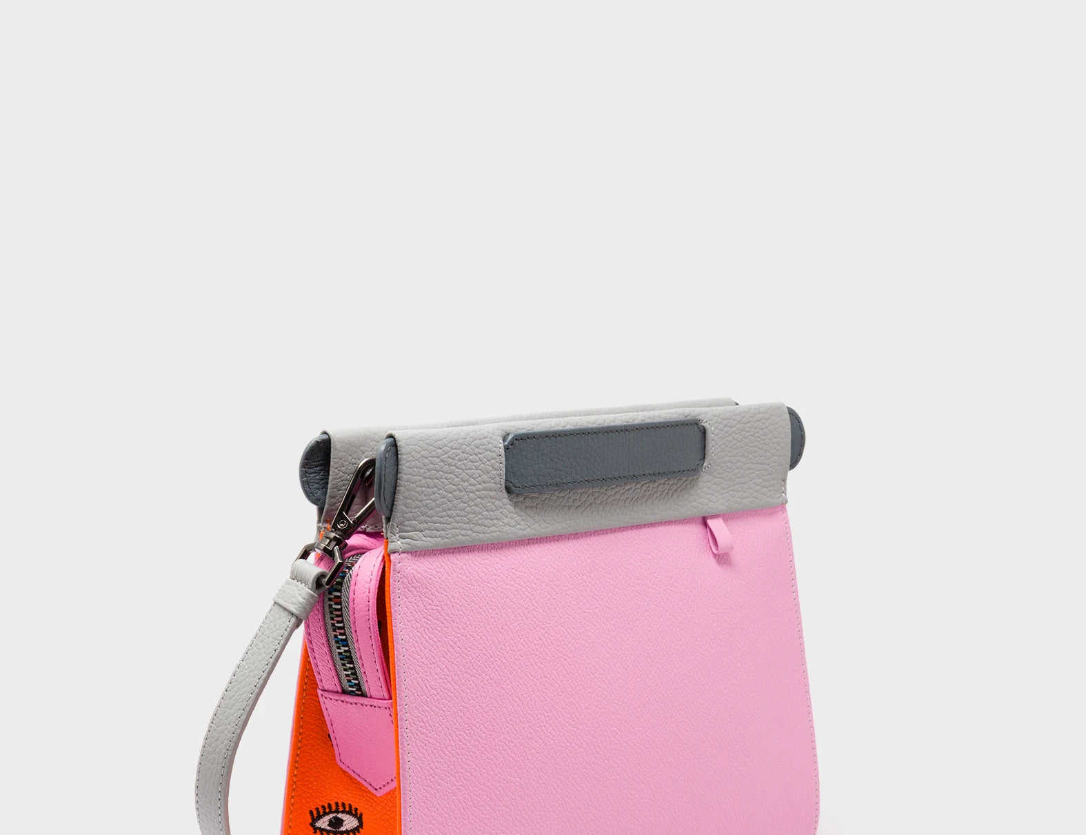 Vali Crossbody Soft Neon Pink and Moonwalk Gray - All Over Eyes Embroidery - Main View